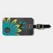 Étiquette À Bagage Rétro fleur Girly mignonne avec des initiales (Devant horizontal)