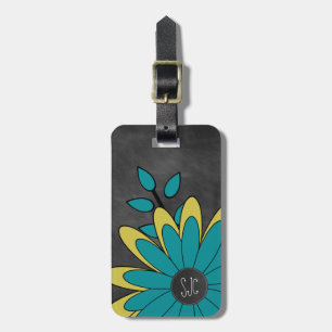 Étiquette À Bagage Rétro fleur Girly mignonne avec des initiales