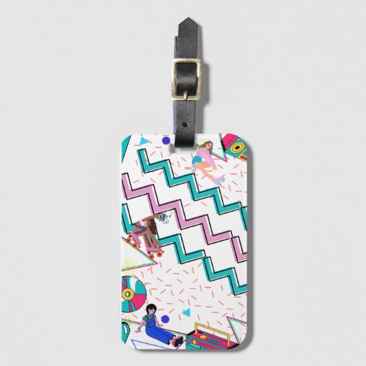 Étiquette À Bagage Retro Funky (Devant Vertical)