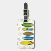 Étiquette À Bagage Retro Gold Tropical Coastal Surfboards (Devant Vertical)