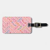 Étiquette À Bagage Rétro hippie moderne de lunettes avec le guingan (Devant horizontal)