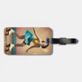 Étiquette À Bagage Retro Lady Roller Patinage En Arrière, (Dos horizontal)