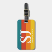 Étiquette À Bagage Retro les années 70 Arc-en-ciel Gras Stripes Initi (Devant Vertical)