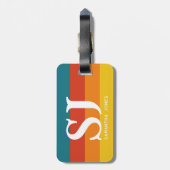 Étiquette À Bagage Retro les années 70 Arc-en-ciel Gras Stripes Initi (Dos Vertical)