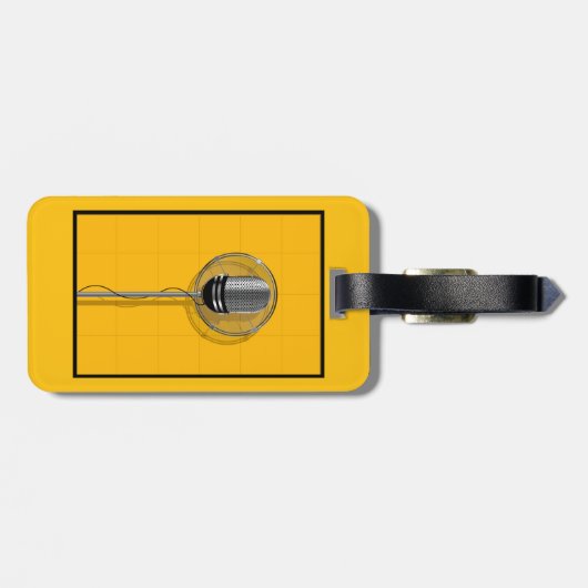 Étiquette À Bagage Retro Microphone on Bold Yellow (Dos horizontal)