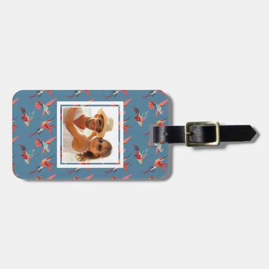 Étiquette À Bagage Rétro motif de colibri de photo faite sur commande (Devant horizontal)