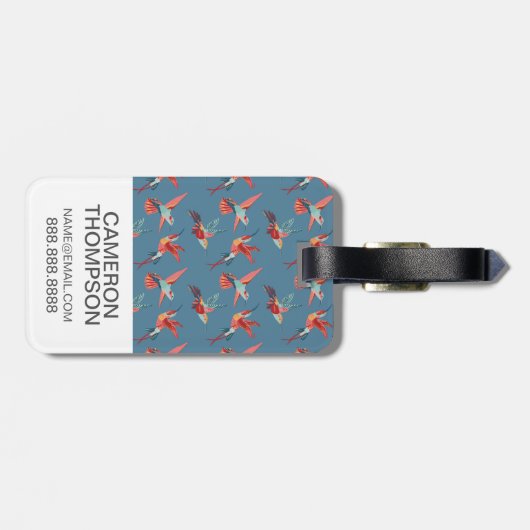 Étiquette À Bagage Rétro motif de colibri de photo faite sur commande (Dos horizontal)