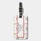 Étiquette À Bagage Rétro motif de remorque et de Flamants roses (Devant Vertical)