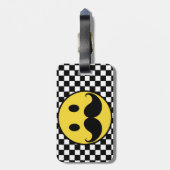 Étiquette À Bagage Rétro moustache Moutache avec le damier (Dos Vertical)