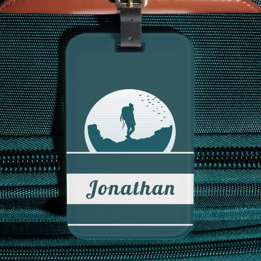 Étiquette À Bagage Retro Randonnée Camping Paysage Nom personnalisé T