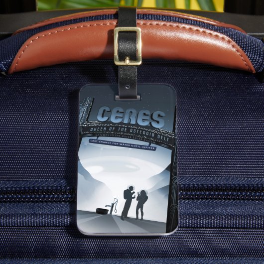 Étiquette À Bagage Retro Space Travel Poster-Nwarf Planet Ceres. (Insitu Rectoal 2)