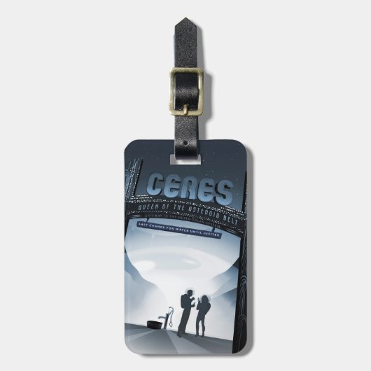 Étiquette À Bagage Retro Space Travel Poster-Nwarf Planet Ceres. (Devant Vertical)