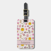 Étiquette À Bagage Retro Summer Beach, Nom personnalisé (Devant Vertical)