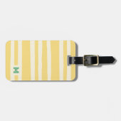 Étiquette À Bagage Retro Summer Chic Yellow Stripes Monogram (Devant horizontal)