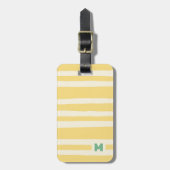 Étiquette À Bagage Retro Summer Chic Yellow Stripes Monogram (Devant Vertical)