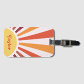 Étiquette À Bagage Retro Sunset Sun Rays Nom personnalisé (Devant Horizontal)