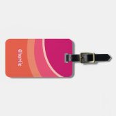 Étiquette À Bagage Retro Super Curve rose orange personnalisé (Devant horizontal)