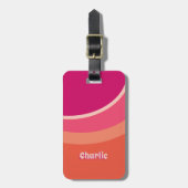 Étiquette À Bagage Retro Super Curve rose orange personnalisé (Devant Vertical)