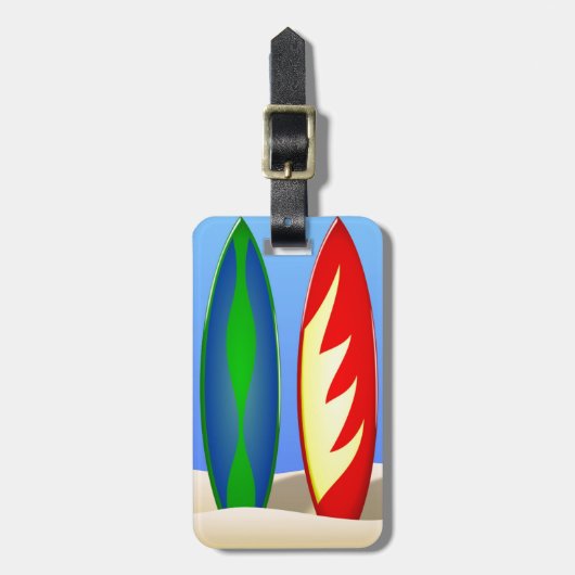 Étiquette À Bagage Rétro surf de planches de surf (Devant Vertical)