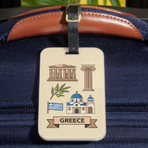 Retro Travel Greece Iconic National Symbols