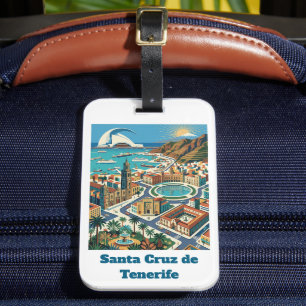 Étiquette À Bagage Rétro Vintage Santa Cruz de Tenerife Ville