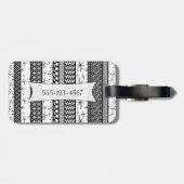 Étiquette À Bagage Rétros rayures noires et blanches personnalisées 1 (Dos horizontal)