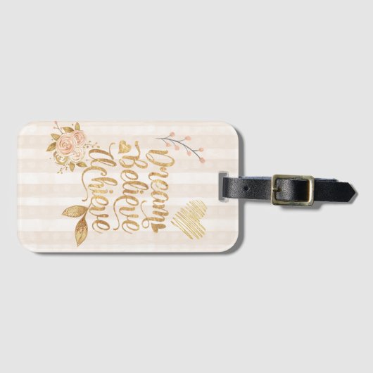 Étiquette À Bagage Rêver, Crois, Réaliser (Devant Horizontal)