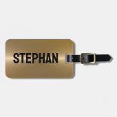 Étiquette À Bagage Revêtement en acier inoxydable texture d'or métall (Devant horizontal)