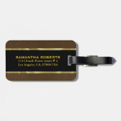 Étiquette À Bagage Revêtement en cuir Brown monogramme usé 2 (Dos horizontal)