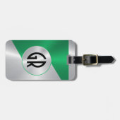 Étiquette À Bagage Revêtement métallique en argent et vert en acier i (Devant horizontal)