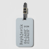 Étiquette À Bagage Reykjavik Islande Latitude Longitude (Devant Vertical)