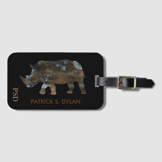 Étiquette À Bagage rhino avec nom (Devant Horizontal)