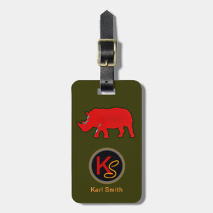 Étiquette À Bagage rhinocéros sauvage ajouter nom . monogramme