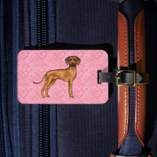 Étiquette À Bagage Rhodesian Ridgeback Chien Love Coeur Motif rose (Insitu Rectoal 4)