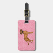 Étiquette À Bagage Rhodesian Ridgeback Chien Love Coeur Motif rose (Devant Vertical)