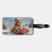 Étiquette À Bagage Rhodesian Ridgeback Dog dans Sledge Noël (Dos horizontal)