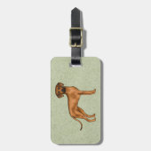 Étiquette À Bagage Rhodesian Ridgeback mignon Chien Lion Brown Vert (Devant Vertical)
