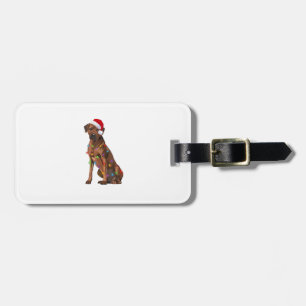 Étiquette À Bagage Rhodesian Ridgeback Noël Lumières Noël Chien de No