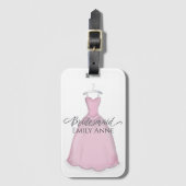 Étiquette À Bagage Robe Aquarelle rose demoiselle d'honneur personnal (Devant Vertical)