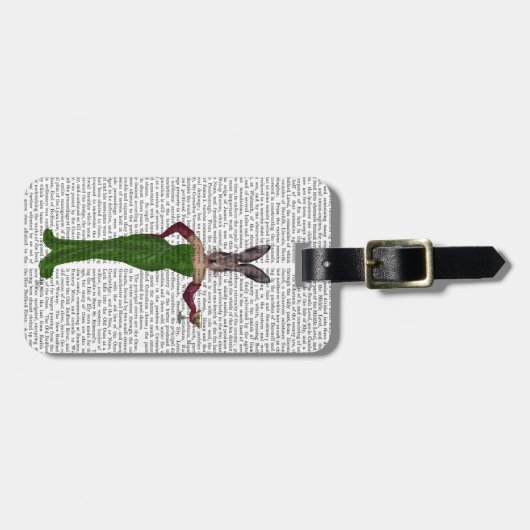 Étiquette À Bagage Robe verte de lapin (Devant horizontal)