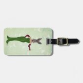 Étiquette À Bagage Robe verte de lapin 3 (Devant horizontal)