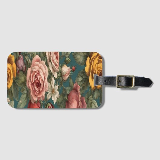 Étiquette À Bagage Robe vintage à fleurs (Devant Horizontal)