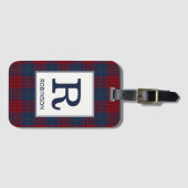 Étiquette À Bagage Robinson Tartan Navy Motif bleu et rouge Plaid (Devant Horizontal)