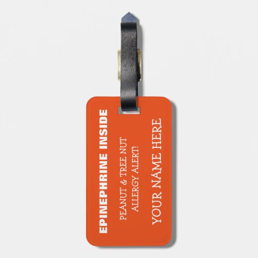 Étiquette À Bagage Robot d'alerte d'allergie personnalisé par (Dos Vertical)