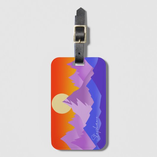 Étiquette À Bagage Rocheuses Golden Hour Sun Art (Devant Vertical)