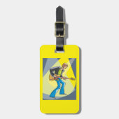 Étiquette À Bagage Rock Guitarist 70s Style Musician (Devant Vertical)