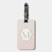 Étiquette À Bagage Rodern, grey, ivory chevron pattern custom (Dos Vertical)