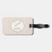 Étiquette À Bagage Rodern, grey, ivory chevron pattern custom (Dos horizontal)