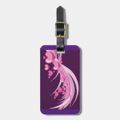 Étiquette À Bagage Romantique Abstrait Coeurs Rose Design Sur Violet (Devant Vertical)