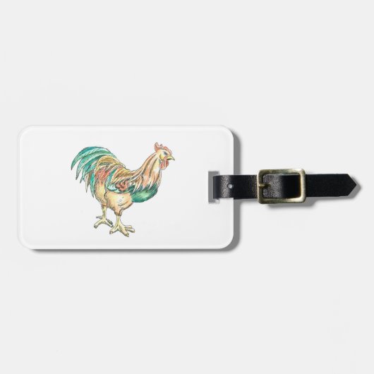 Étiquette À Bagage Rooster Art (Devant horizontal)